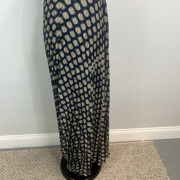 Banana Republic Skirt size 6 Navy Blue Orange Green Floral Sheer Maxi Pleated - Picture 8 of 10